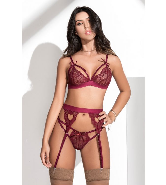 Sparkle Lingerie And Suspender Set With Gloves