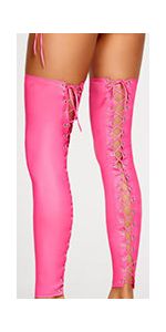 PINK CAPRI FOOTLESS TIGHTS LANGERIE SEXY PANTYHOSE THIGH HIGH WITH LACE  ANGELINA